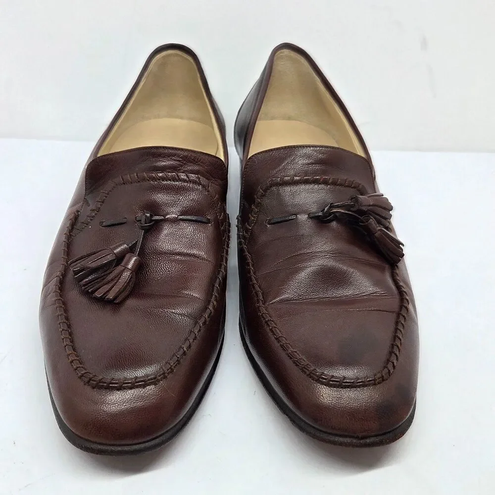 Bruno Magli 29920 Legacy Mens Brown Leather Tassel Italian Loafers Size US 8 M